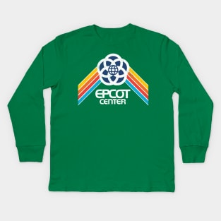 Retro EPCOT inspired distressed logo by Kelly Design Company Kids Long Sleeve T-Shirt